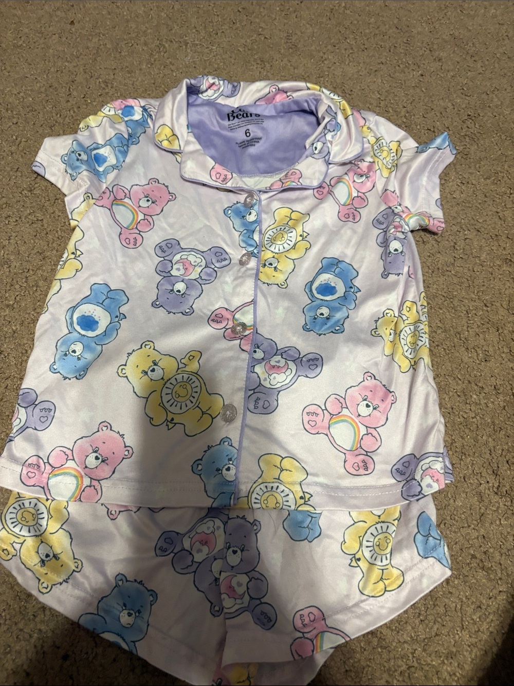 Care Bears Lavender Short Pajama Set - Kids Size 6